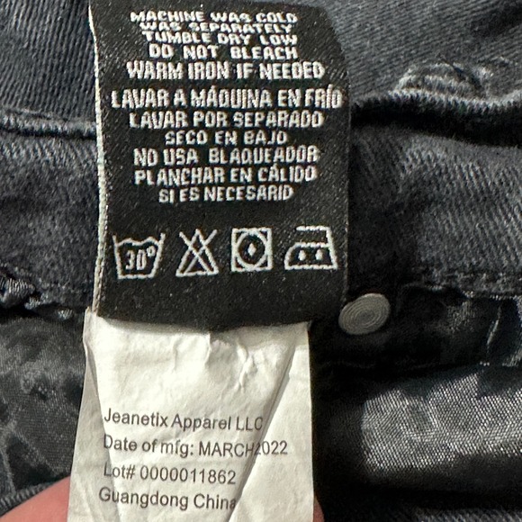 Road Narrows Mens Jeans Size 30 Black Denim Graphic Print Slim Fit Streetwear - Picture 8 of 10